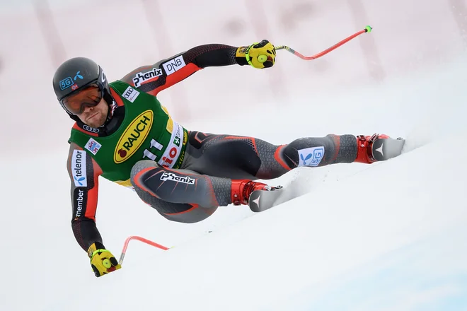 V sredo je bil najhitrejši Norvežan Aleksander Aamodt Kilde, danes pa svoje izjemne forme zaradi odpovedi tekme ne bo mogel potrditi. FOTO: Fabrice Coffrini/AFP