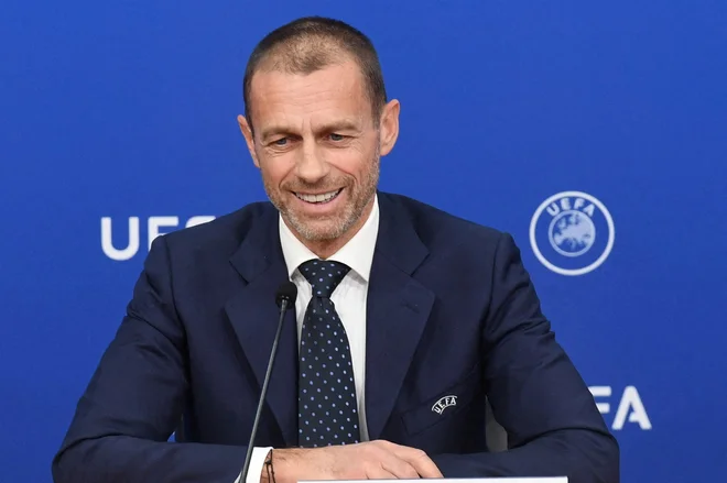 Aleksander Čeferin med zadnjo sejo izrvšnega odbora Evropske nogometne zveze. FOTO: Reuters
