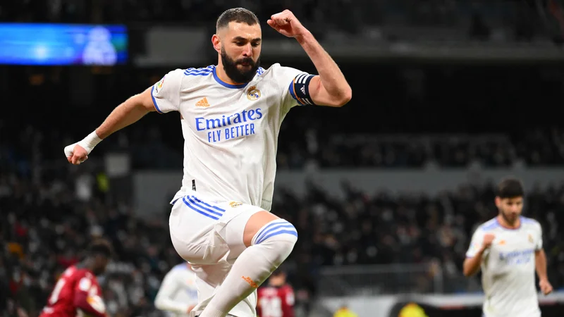 Fotografija: Karim Benzema je dvakrat zatresel mrežo Valencie. FOTO: Gabriel Bouys/AFP
