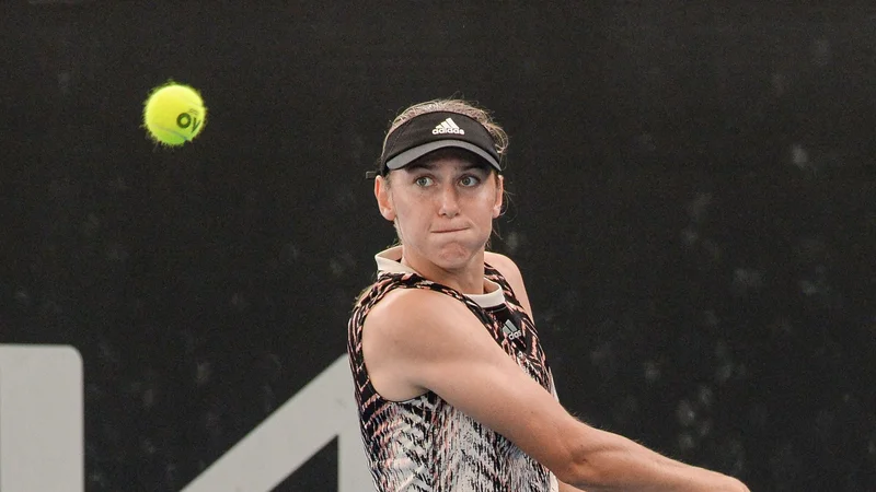 Kaja Juvan (na fotografiji) med petkovim dvobojem z Misaki Doi. FOTO:&nbsp;Brenton Edwards/AFP
