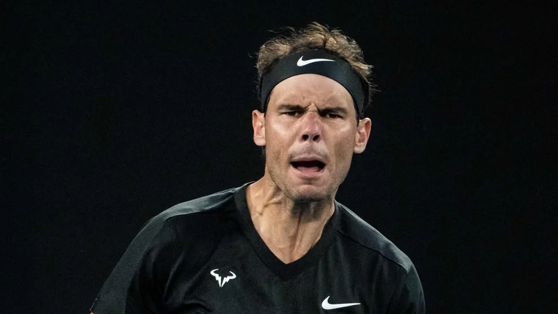 Fotografija: Rafael Nadal (na fotografiji) proslavlja po točki na dvoboju z Maximom Cressyjem. FOTO: Mike Frey/AFP
