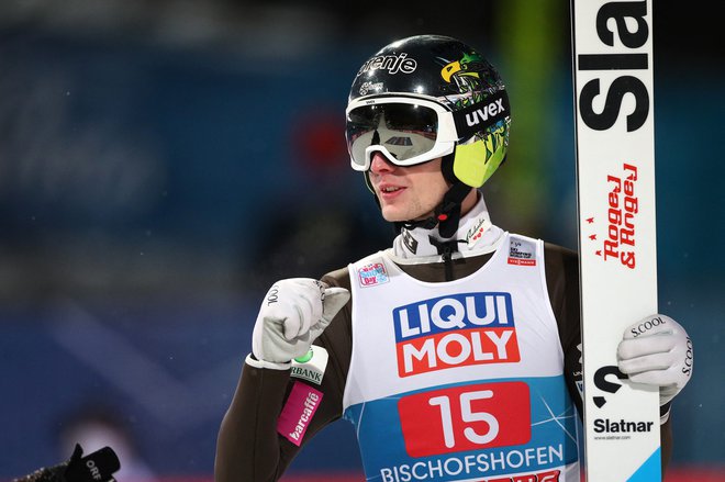 Lovro Kos je bil del slovenske ekipe v Bischofshofnu. FOTO: Lisi Niesner/Reuters
