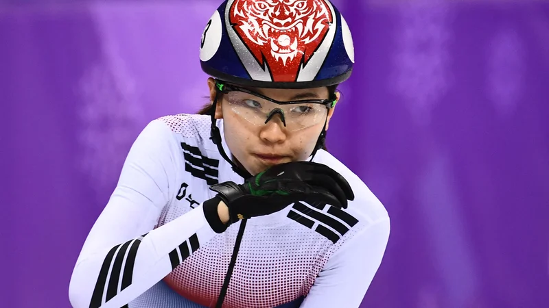 Fotografija: Zgodba Shim Suk-hee (na fotografiji po četrtfinalni preizkušnji na OI 2018) je več let vznemirjala južnokorejsko športno javnost. FOTO: Aris Messinis/AFP