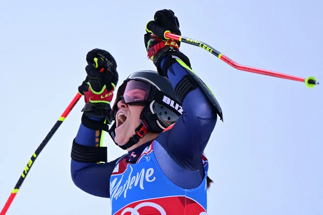 Švedinja Sara Hector se je veselila tretje zmage v sezoni. FOTO: Jure Makovec/AFP
