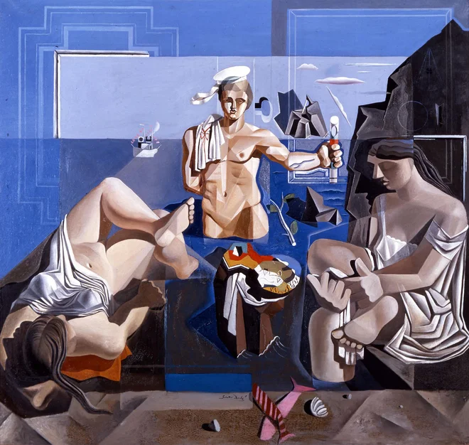 Salvador Dalí: Kompozicija s tremi figurami. Neokubistična akademija, 1926. FOTO:&nbsp;Salvador Dalí, Fundació Gala-Salvador Dalí/Bildrecht, Dunaj, 2022
