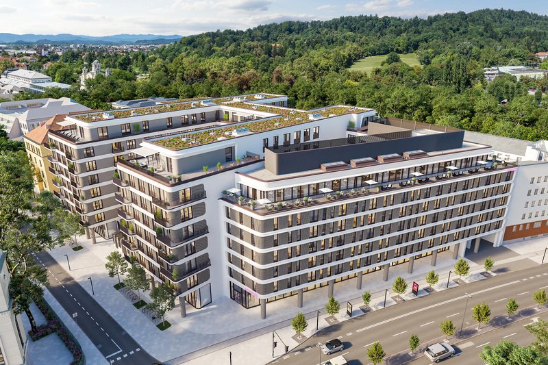 Fotografija: Stanovanja v Vili Schellenburg bodo za vselitev pripravljena že letos, gradnja večjega kompleksa Palais pa bo končana septembra 2023. FOTO: Schellenburg
