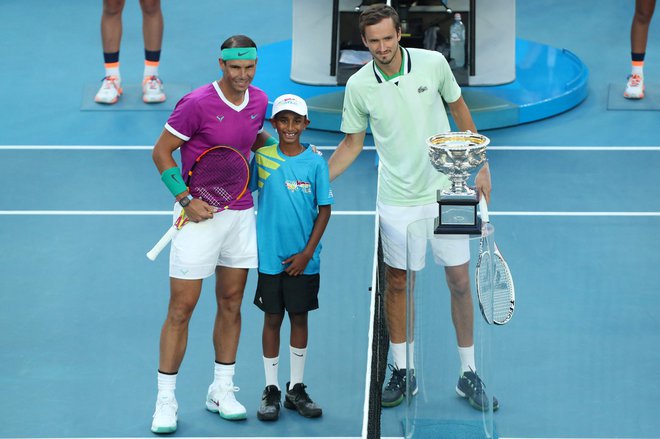Rafael Nadal in Daniil Medvedjev sta prikazala izjemen tenis. FOTO: Brandon Malone/AFP
