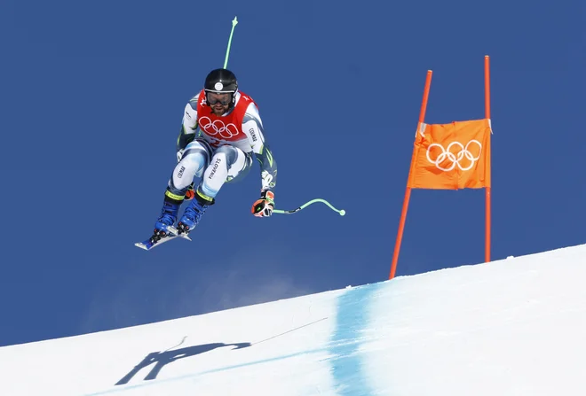 Boštjan Kline je bil na prvem treningu na olimpijski smukaški progi najitrejši Slovenec. FOTO: Christian Hartmann/Reuters
