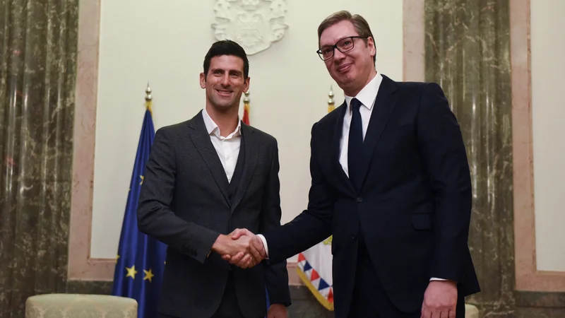 Fotografija: Novak Đoković s predsednikom Aleksandrom Vučićem v Beogradu. FOTO: Zorana Jevtić/Reuters