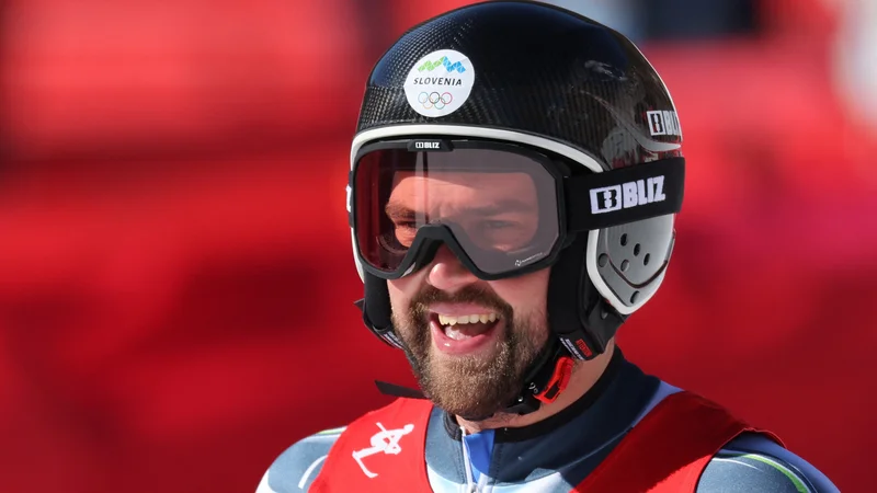 Fotografija: Boštjan Kline v cilju na četrtkovem treningu. FOTO: Jorge Silva/Reuters