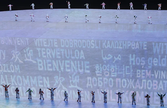 Zadnje priprave na otvoritveno slovesnost olimpijskih iger v Pekingu. FOTO: Matej Družnik/Delo
