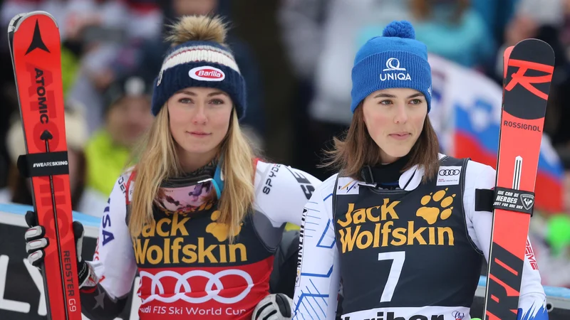 Fotografija: Tako Mikaela Shiffrin (levo) kot Petra Vlhova imata svoj pogled, kako priti do olimpijskega zlata. FOTO: Tomi Lombar
