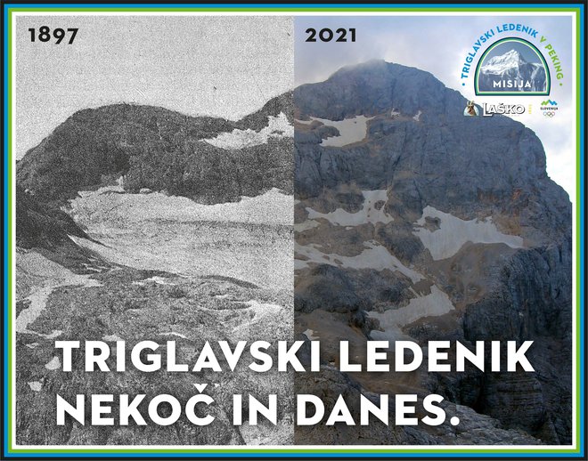 Na razstavi bo 12 svetlobnih vitrin, ki prikazujejo posnetke in dejstva o spreminjanju Triglavskega ledenika od leta 1897 do 2021. VIR: PLU
