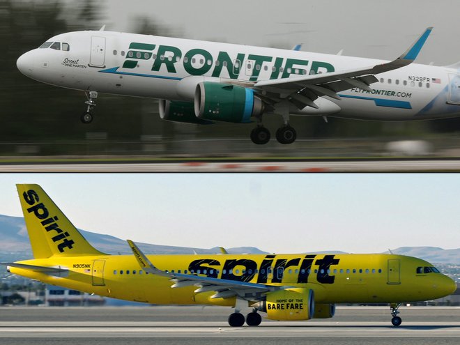 Frontier airlines se bo združil s Spirit airlines. FOTO: Joe Raedle/Afp
