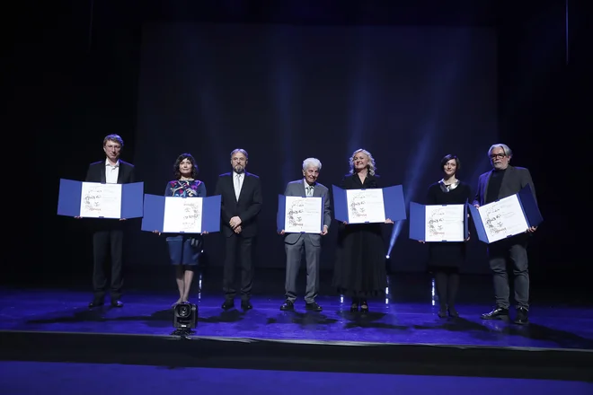 Letošnji Prešernovi nagrajenci. FOTO: Leon Vidic/Delo
