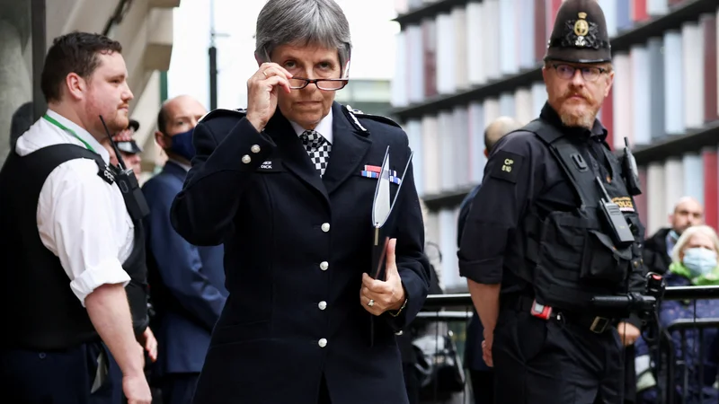 Fotografija: Cressida Dick je metropolitansko policijo vodila vse od leta 2017, z njenega vrha pa se poslavlja v času, ko ta preiskuje ozadje škandala, ki lahko spodnese britanskega premiera. Foto: Henry Nicholls/Reuters