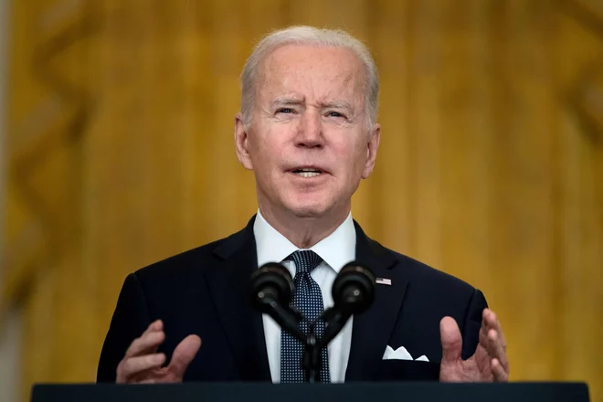 Ameriški predsednik Joe Biden se je obrnil na ruske in svoje državljane. FOTO: Brendan Smialowski/AFP
