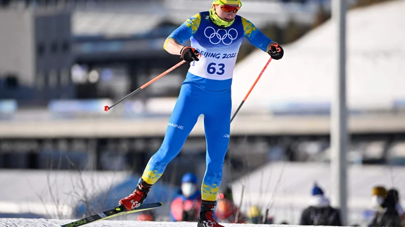 Fotografija: Valentina Kaminska med nastopom v kvalifikacijah šprinta v klasični tehniki. FOTO: Tobias Schwarz/AFP