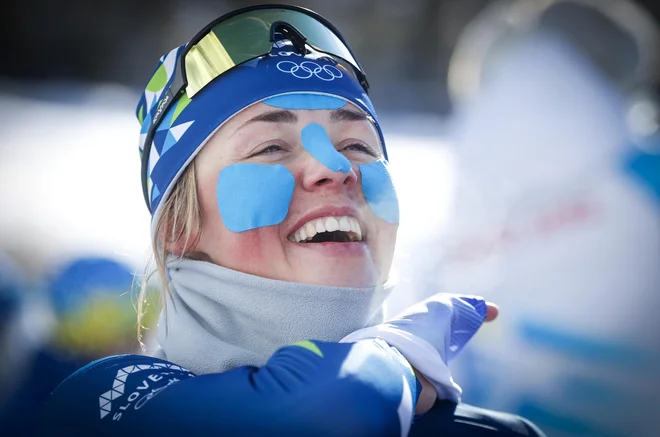 Anamarija Lampič je bila največji adut v smučarsko tekaški reprezentanci na zimskih olimpijskih igrah v Pekingu. FOTO: Matej Družnik/Delo
