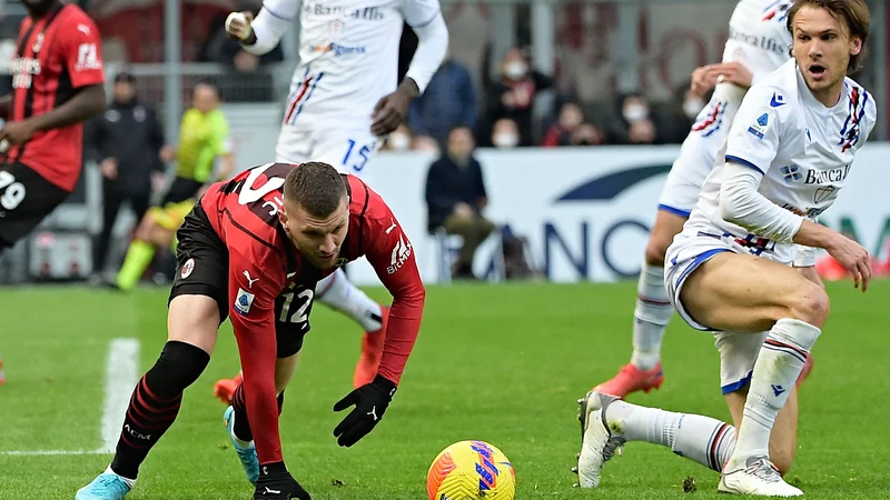 Fotografija: Ante Rebić je rešil točko za Milan. FOTO: Andreas Solaro/AFP