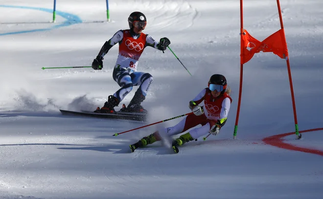 Andreji Slokar se četrtfinalni dvoboj ni izšel po njenih željah. FOTO: Christian Hartmann/Reuters
