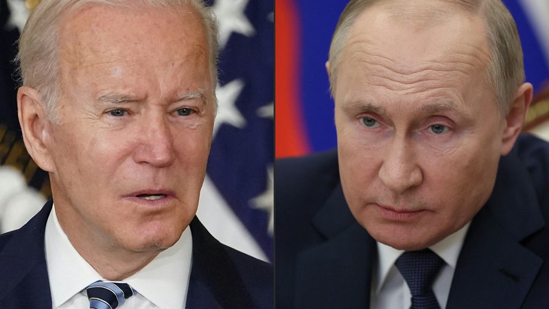 Fotografija: Ameriški predsednik Joe Biden in ruski Vladimir Putin. FOTO: Mandel Ngan/Afp
