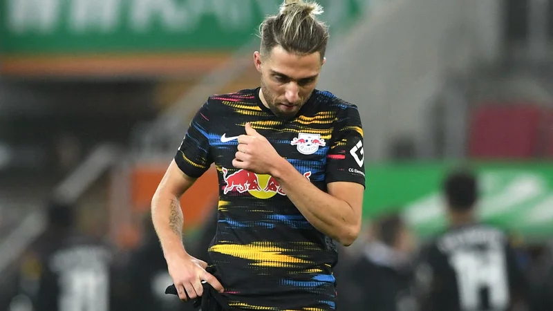 Fotografija: Kevin Kampl in Leipzig se bosta v osmini finala evropske lige soočila z moskovskim Spartakom. FOTO: Christof Stache/AFP