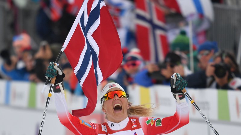 Fotografija: Therese Johaug je v Lahtiju proslavila še eno zmago. FOTO: Joe Klamar/AFP
