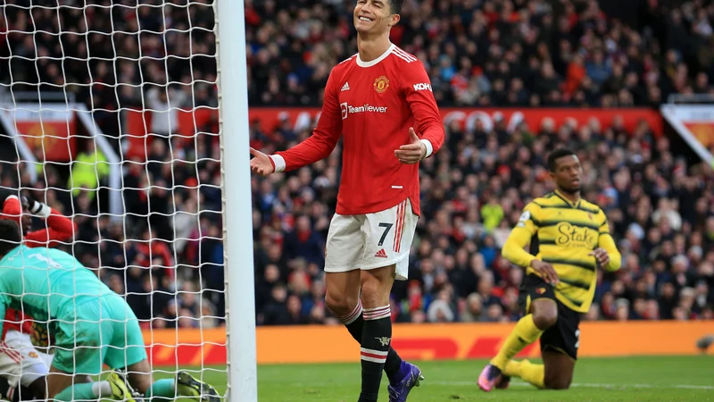 Fotografija: Cristiano Ronaldo je nazadnje ostal brez doseženega gola tudi proti Watfordu. Na zadnjih 10 tekmah v vseh tekmovanjih je zadel le enkrat. FOTO: Lindsey Parnaby/AFP