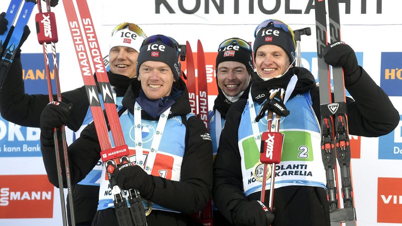 Fotografija: Norveška štafeta je tudi brez bratov Bø ugnala vse tekmece. FOTO: Vesa Moilanen/AFP
