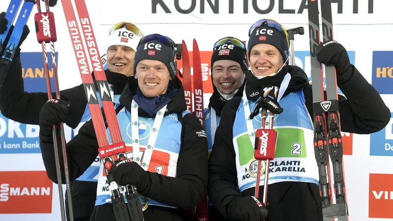 Fotografija: Norveška štafeta je tudi brez bratov Bø ugnala vse tekmece. FOTO: Vesa Moilanen/AFP