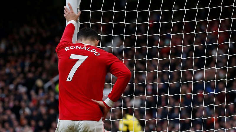 Fotografija: Cristiano Ronaldo med zadnjo tekmo v dresu Man. Uniteda doma proti Watfordu. FOTO: Craig Brough/Reuters
