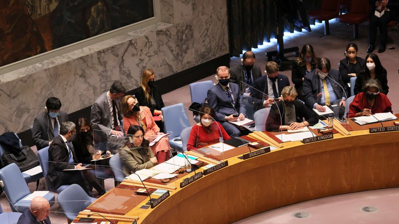 Fotografija: Rusija je med zasedanjem Varnostnega sveta Združenih narodov ponovila svoje obtožbe na račun Ukrajine. Foto: Michael M. Santiago/AFP
