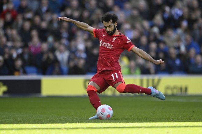Mohamed Salah je v Brightonu dosegel 20. ligaški gol v sezoni. V minuli je dosegel 22 golov. FOTO: Tony Obrien/Reuters
