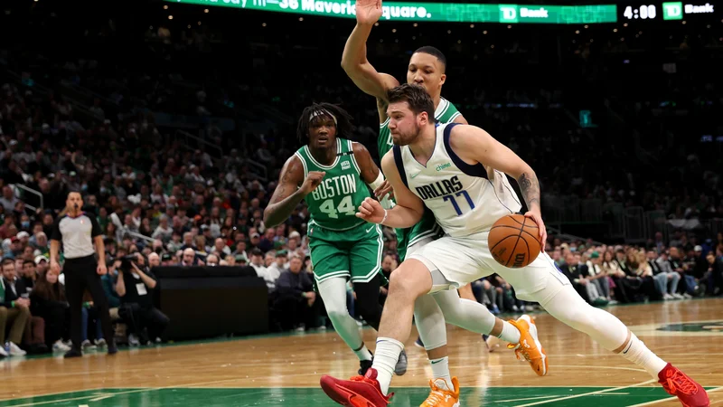 Luka Dončić je Bostončanom povzročal veliko preglavic. FOTO: Maddie Meyer/AFP
