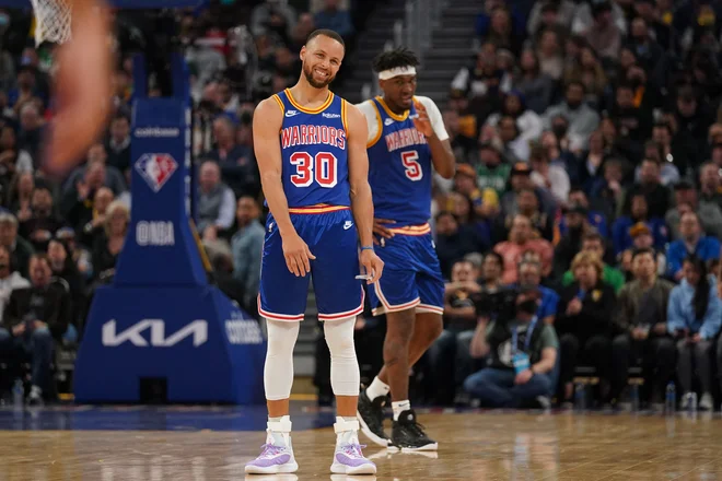 Stephen Curry med drugo četrtino tekme v domači dvorani&nbsp;Chase Center. FOTO: Cary Edmondson/USA Today Sports
