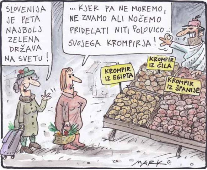 Slovenska samooskrba. KARIKATURA: Marko Kočevar
