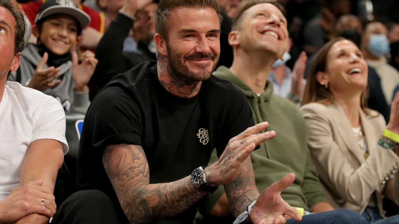 Fotografija: Tudi upokojeni angleški nogometni zevzdnik David Beckham je dodal svoj kamenček v mozaiku pri podpori Ukrajini. FOTO: Brad Penner/Usa Today Sports