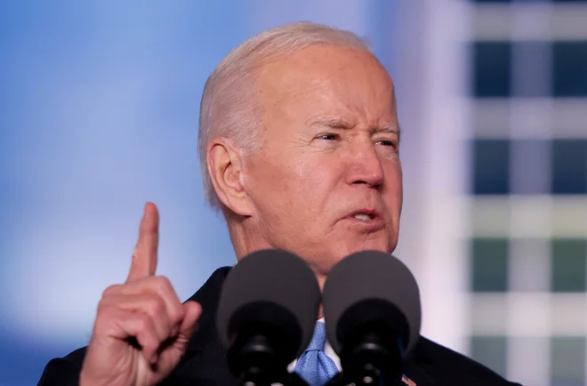 Ameriški predsednik Joe Biden je ostro obsodil agresorja Ukrajine ruskega predsednika Vladimirja Putina.&nbsp;&nbsp;Foto Evelyn Hockstein/Reuters
