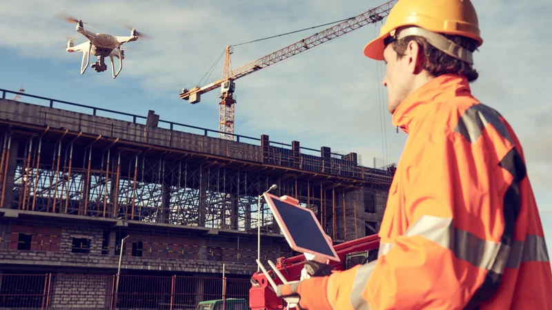 Fotografija: Zadnji trendi v gradbeništvu so tudi meritve in prepoznavanje morebitnih poškodb z brezpilotnimi letalniki. FOTO: Dmitry Kalinovsky/Shutterstock