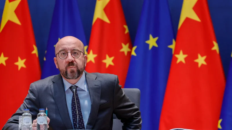 Fotografija: EU in Kitajska se strinjata, da vojna v Ukrajini ogroža globalno varnost in svetovno gospodarstvo, je po vrhu povedal predsednik evropskega sveta Charles Michel. FOTO: Olivier Matthys/Reuters