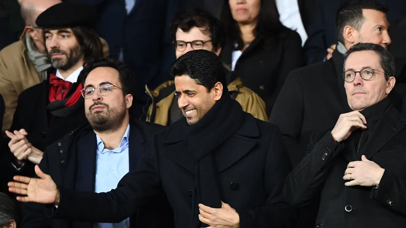 Fotografija: Naser Al-Helaifi na tekmi z Marseillom v Parizu leta 2019. FOTO: Franck Fife/AFP