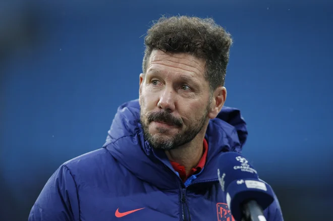 Diego Simeone po novinarski konferenci na štadionu Etihad. FOTO: Craig Brough/Reuters

