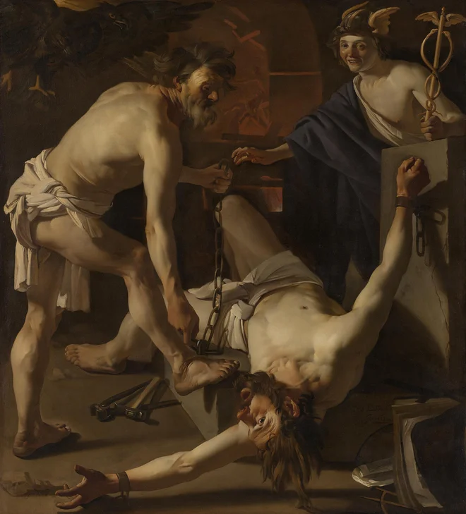 Dirck van Baburen: Vulkan vklepa Prometeja v verige, 1623 FOTO: Kraljevski muzej, Amsterdam
