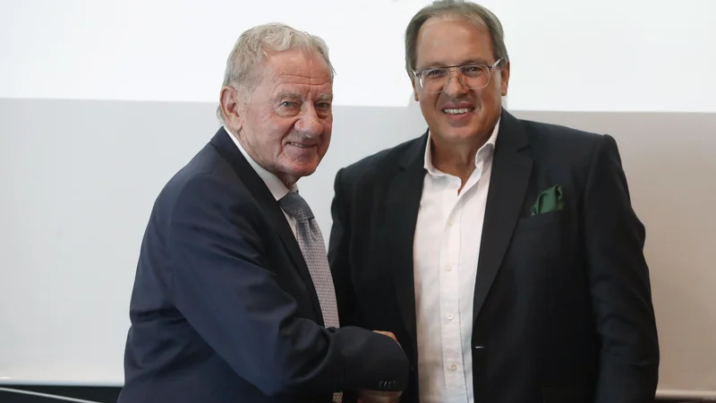 Fotografija: Milan Mandarić, levo, in Adam Delius glede NK Olimpije nista prijatelja. OTO: Leon Vidic