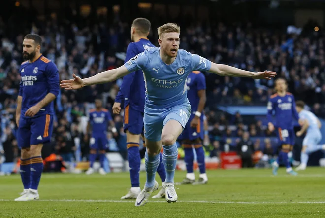 Kevin De Bruyne je poskrbel za sanjski začetek tekme, seveda z vidika domačega Manchester Cityja. FOTO: Craig Brough/Reuters
