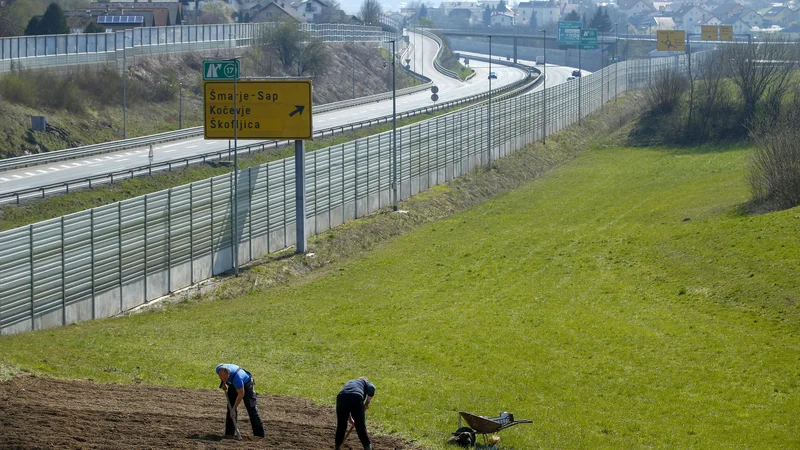 Fotografija: Ceste in posebej kolesarske steze gradimo kar čez travnike in celo čez njive, in to celo z evropskimi sredstvi. Foto Matej Družnik/Delo
