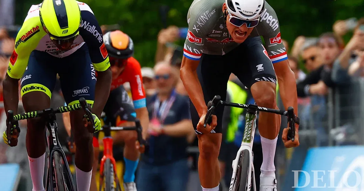 La caduta è valsa a Tratnik una classifica alta, celebrata da Mathieu van der Poel