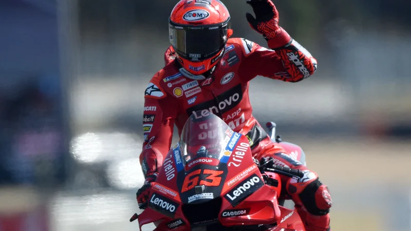 Fotografija: Francesco Bagnaia je bil najboljši v kvalifikacijah. FOTO: Jean-francois Monier/AFP
