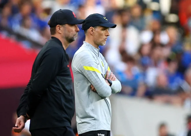 Jürgen Klopp in Thomas Tuchel sta rojaka in velika tekmeca. FOTO: Hannah Mckay/Reuters
